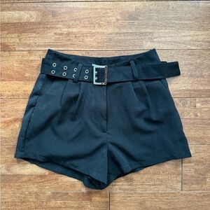 Black Belted Women's Shorts